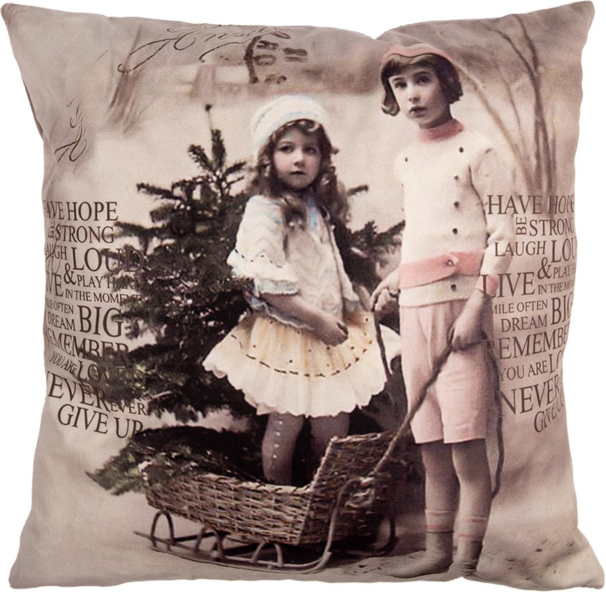 Kussenhoes 45x45 cm Beige Polyester Kinderen