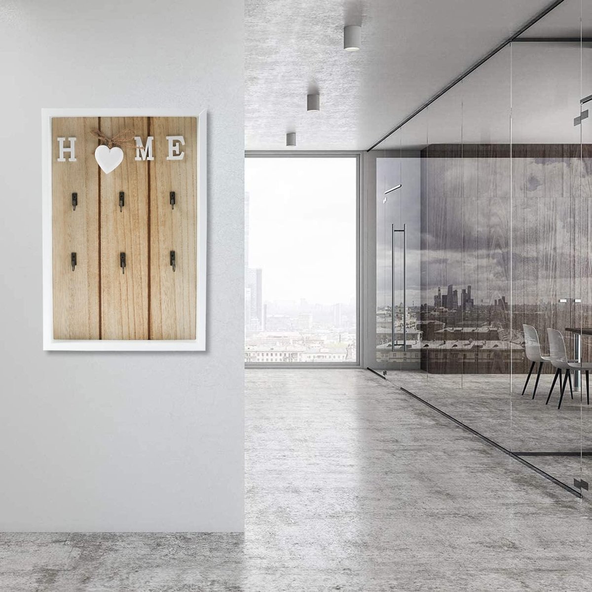 iulrtba Sleutelrek met plank, houten sleutelrek met 6 haken en opberglade, sleutelhouder, sleutelhouder, wandsleutelbord voor entree, kantoor, hal (wit