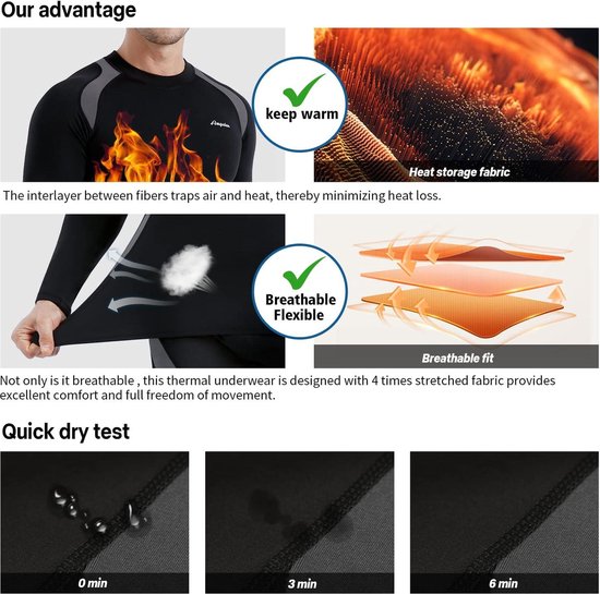 SES Thermo-ondergoed voor heren, set 3/4 lang, S - 4XL, van 75% katoen
