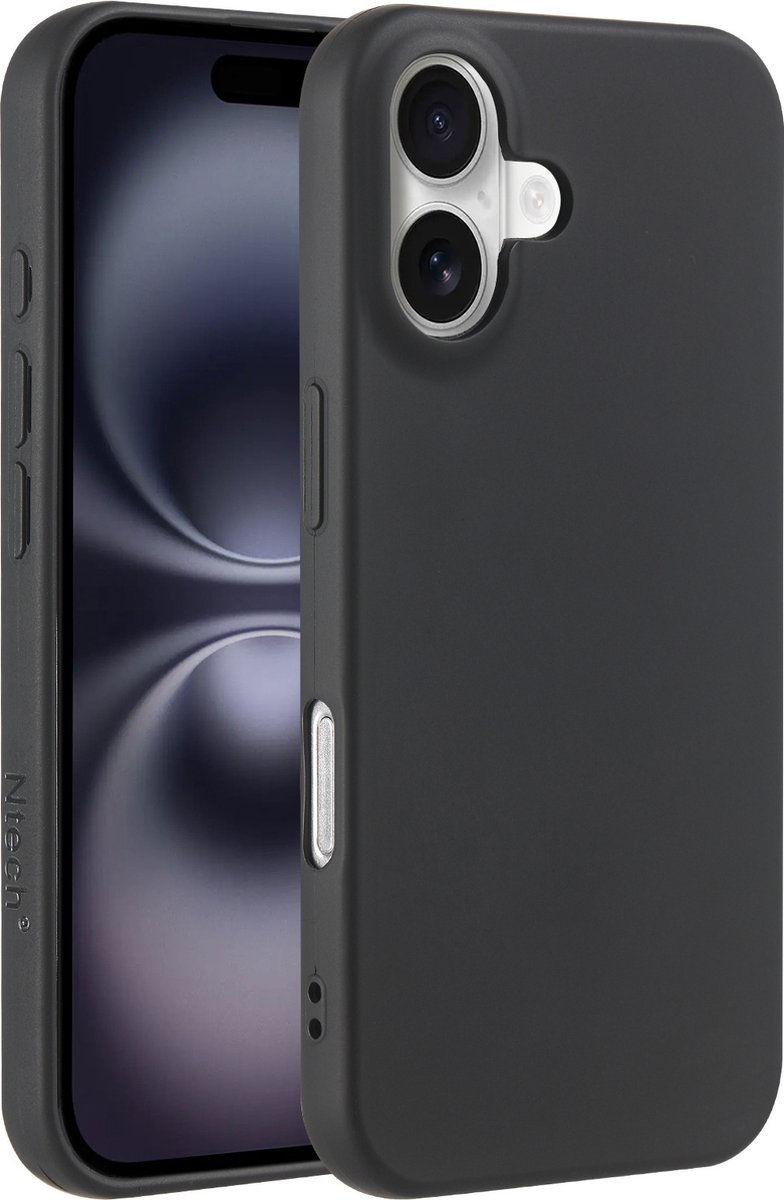 Hoesje Geschikt voor iPhone 16 Plus – Zacht siliconen liquid backcover – Zwart
