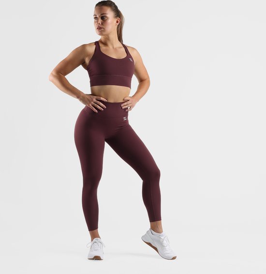 ZEUZ Sport Legging Dames High Waist - Sportkleding & Sportlegging Squat Proof - Fitness & Crossfit - Hardloopbroek, Yoga Broek - 70% Nylon & 30% Elastaan - Bordeaux Rood - Maat M van ZEUZ — afbeelding 5