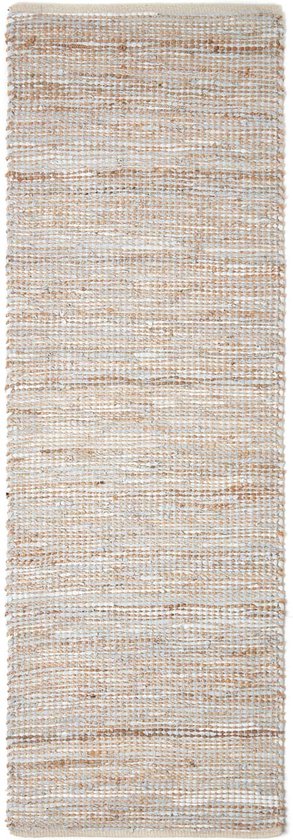 Homescapes Tapis cuir et chanvre Madras, Beige 66 x 200 cm