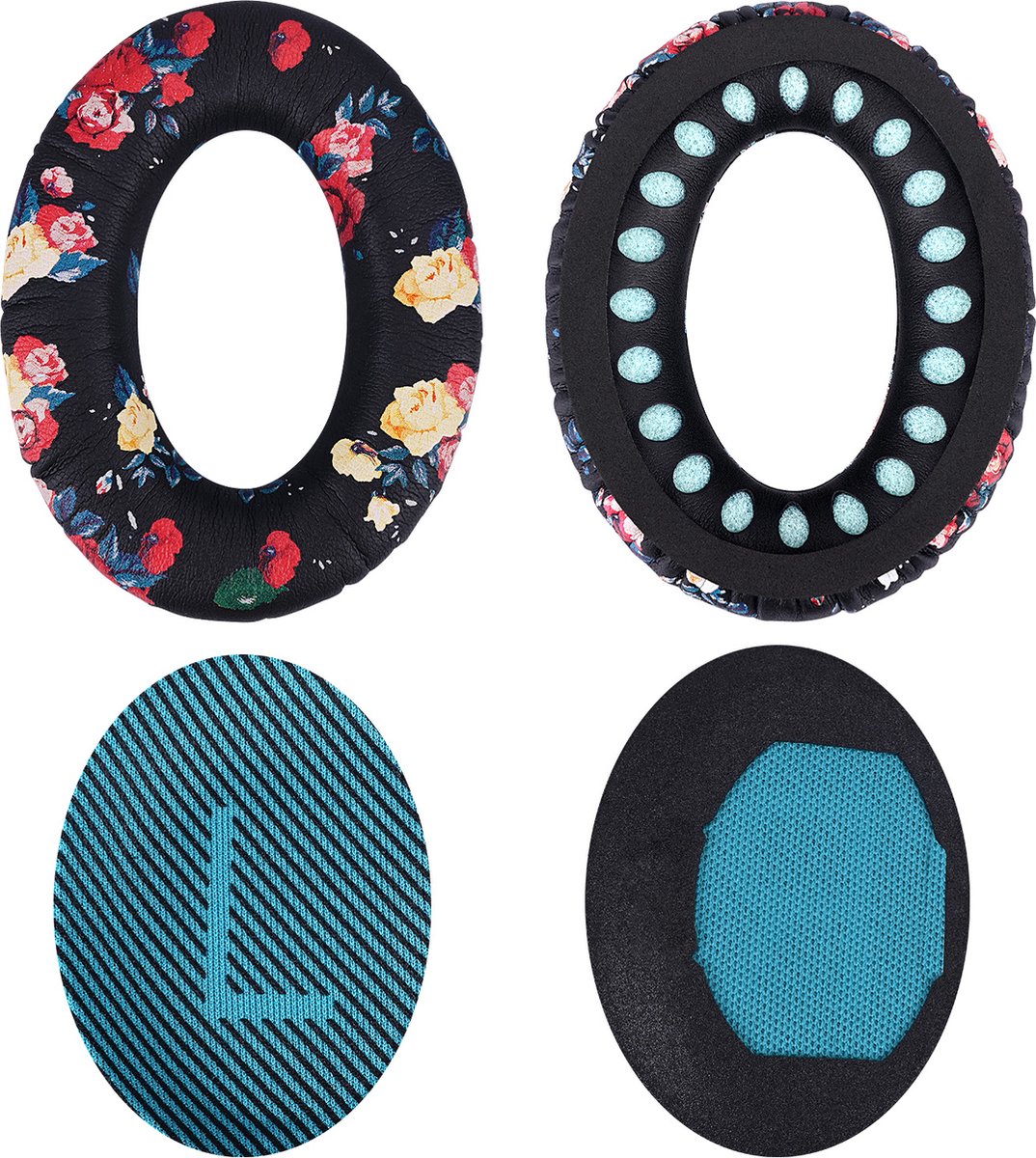 Vervangende Oorkussens voor Bose QuietComfort 35 (QC35)/Bose Quiet Comfort 35 II (QC35 II) Over-ear Hoofdtelefoon van MMOBIEL - Protein PU Koptelefoon Oorkussens - Hoofdtelefoon Earpads – Bloemenprint thumbnail 4