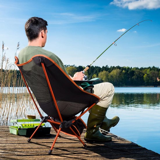 WOLTU Campingstoel, inklapbaar, klapstoel, lichter voor buiten, visstoel met armleuningen, strandstoel, klapkruk voor camping, strand, tuin, terras, zwart, CPS8151sz