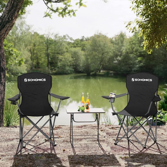 SONGMICS Campingstoel, set van 2, klapstoel, outdoor, visstoel, hoge SONGMICS Campingstoel, set van 2, klapstoel, outdoor, visstoel, hoge