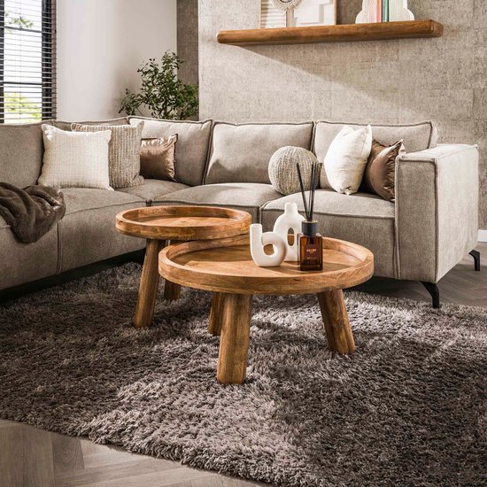 Cira ronde salontafels - set van 2 - naturel | bol
