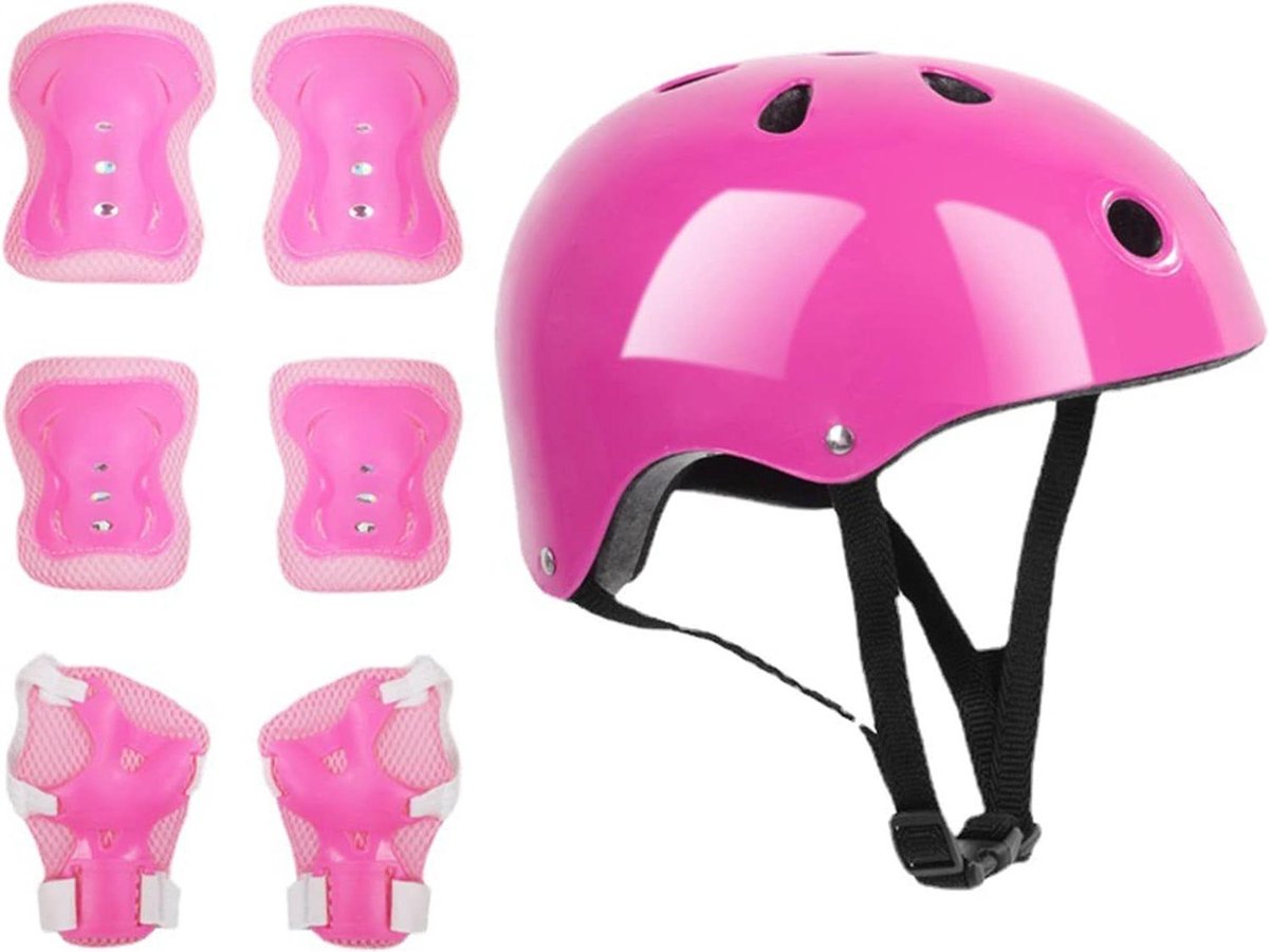 Kit De Protection Enfant - Casque, Genouillères, Coudières & Protège-Poignets Pour Skate, Vélo, Roller (3-10 Ans)