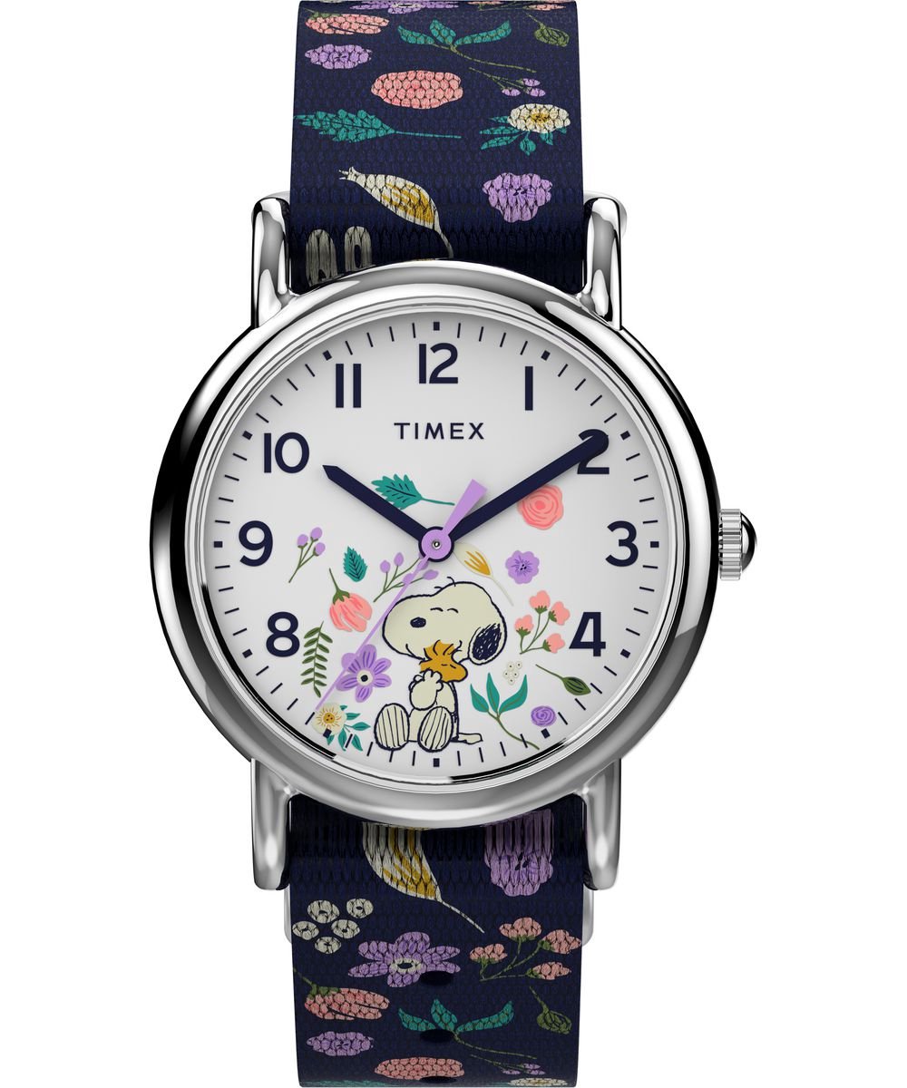 Timex Weekender x Peanuts Floral TW2V45900 Horloge - Textiel - Blauw - Ø 31 mm