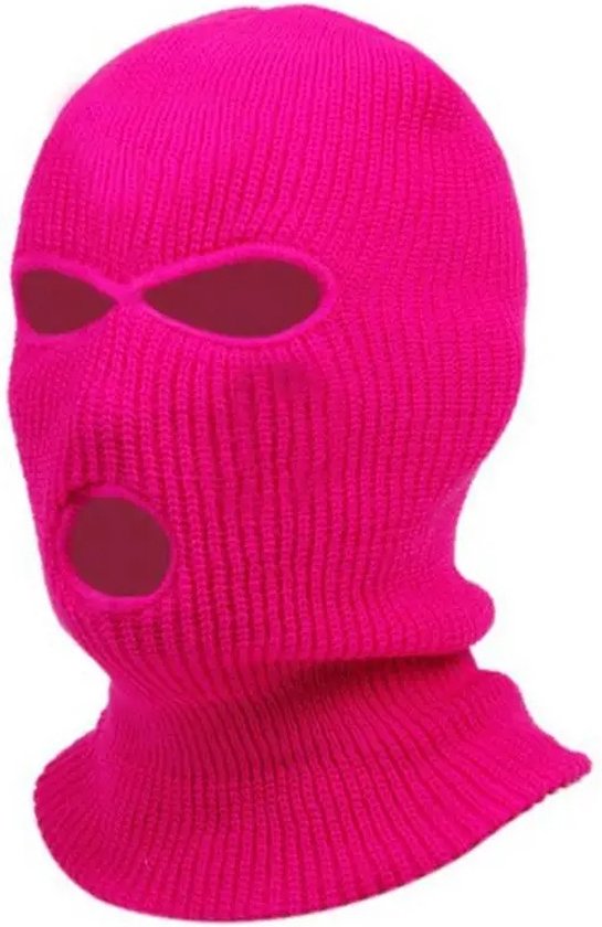 Bivakmuts Driegats I Facemask I Skimuts I Bivak I I Wintersport I Motor/Schooter/Fiets Muts I Universeel / One Size I Donker Roze