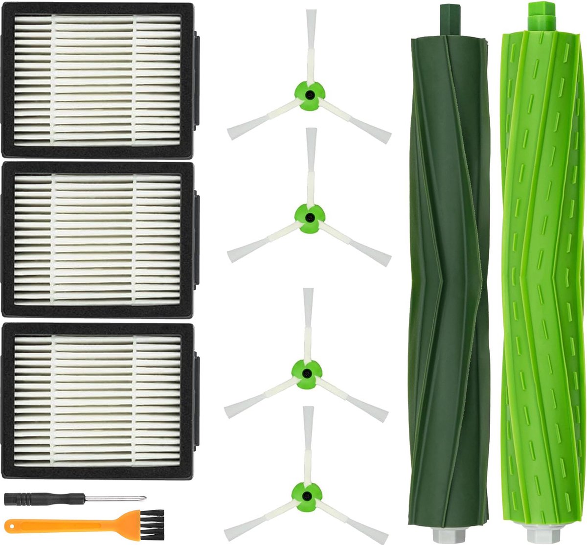 Onderhoudspakket geschikt voor iRobot Roomba i7+ i8+ i5+ i3+ E5 – HEPA Filter - Zijborstel - Roller – 9-delige set – Stofzuiger Vervanging set - Stofzuiger onderdelen