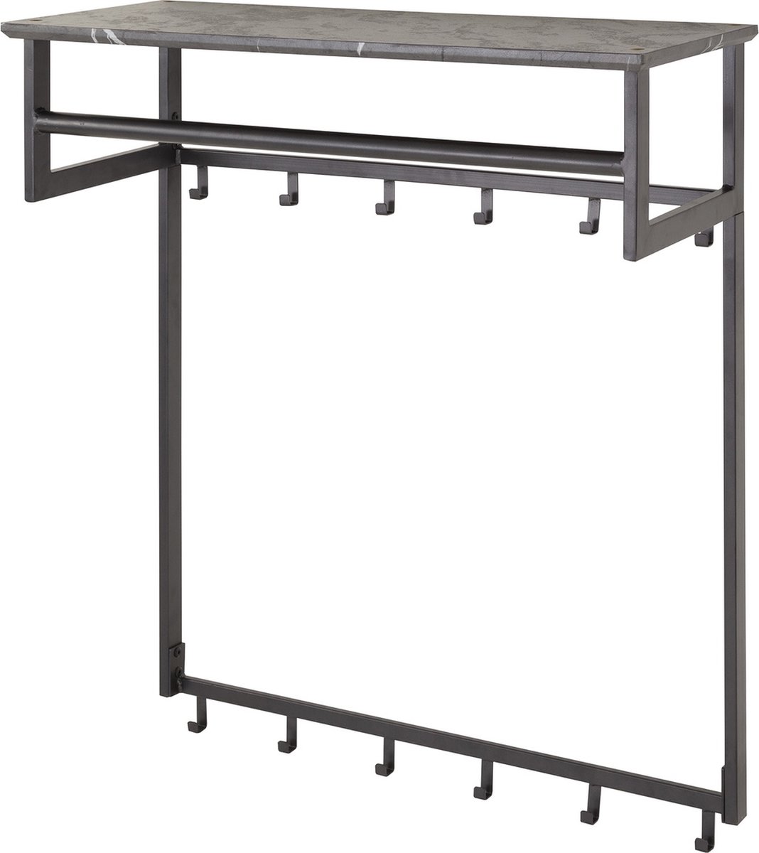Giga Meubel Kapstok Roede - Zwart Metaal - 12 Haken - 80x30x90cm