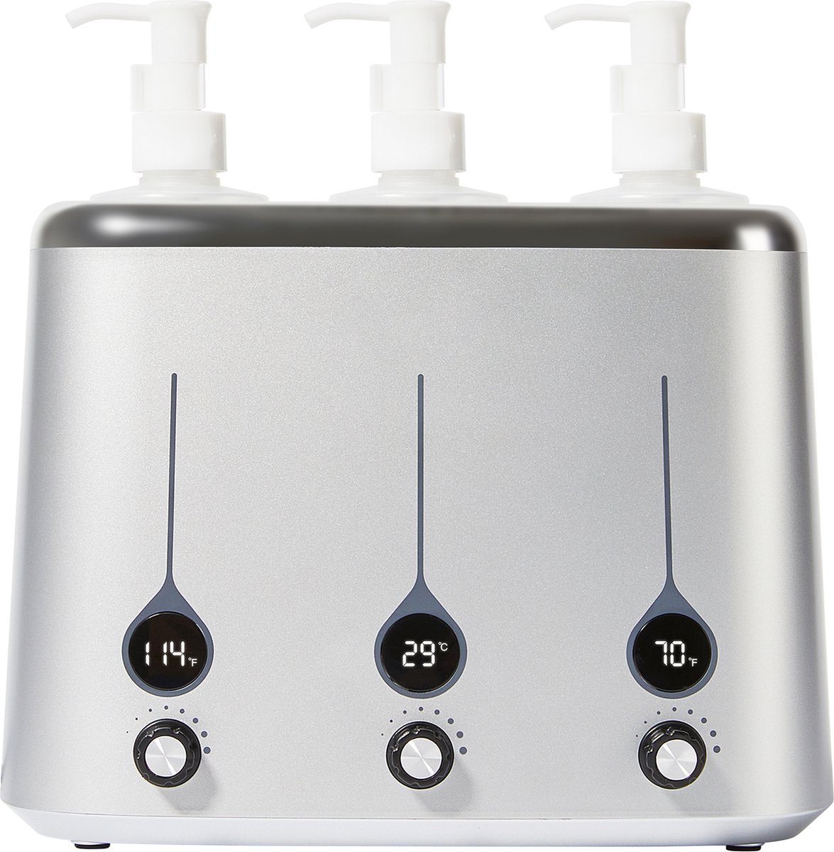 ZenGrowth Massageolie Verwarmer Met 3 Dispensers – Flessen Warmer Massageolie – Oliewarmer – Aangenamere Massages – Eenvoudig - Grijs