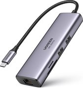 Ugreen - 7in1 - multifunctionele USB Type C HUB - 2x USB 3.2 Gen - 1 / HDMI - 4K - 60Hz / SD- en - TF-kaartlezer / USB - Type - C - PD - 100W / RJ45 - 1000Mbps - (1Gbps) - grijs - (60515 - CM512)