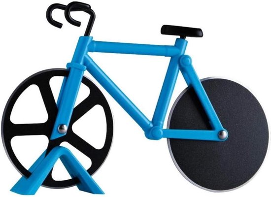 Fiets pizzasnijder, 100% voedselkwaliteit, anti-aanbaklaag roestvrij staal, dubbele pizzasnijder, professionele uitvoering, geschikt voor feestjes enz., interessant kerstcadeau, rood
