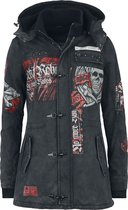 Rock Rebel by EMP grijze winterjas met behaaglijk warm teddybont - Dames - L