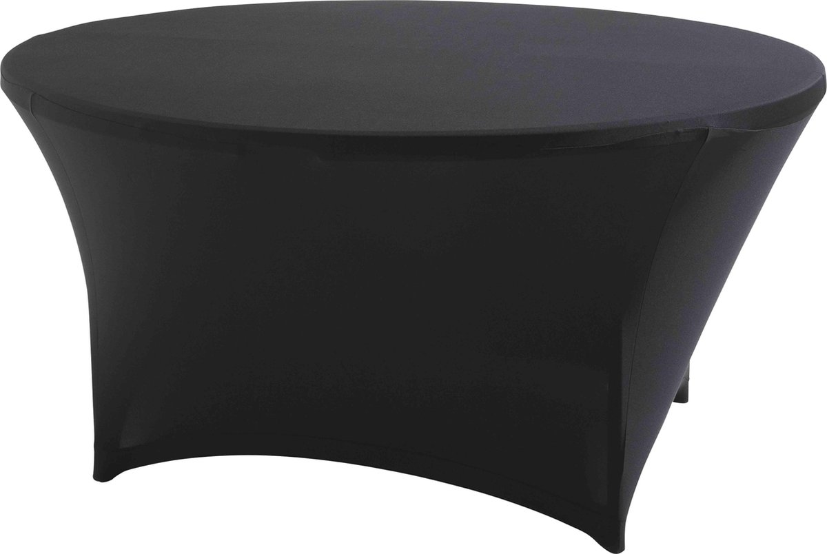 Oviala - Elastisch tafelkleed voor ronde tafel van 180 cm zwart - STRETCH