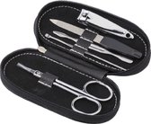 Manicure set - 5-delig - zwarte ovalen etui met ritssluiting - Reisset - Nagelschaartje/nagelknipper/nagelvijl/bokkenpootje