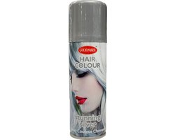 Haarspray of haarverf - kleur zilver - verkleed accessoires - 125 ml - volwassenen en kinderen - carnaval