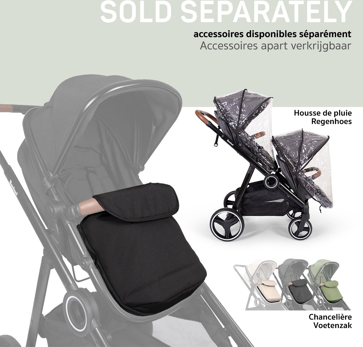 Baninni Luiz - Tweeling Kinderwagen - Duo Buggy - incl. 2 - afbeelding 2