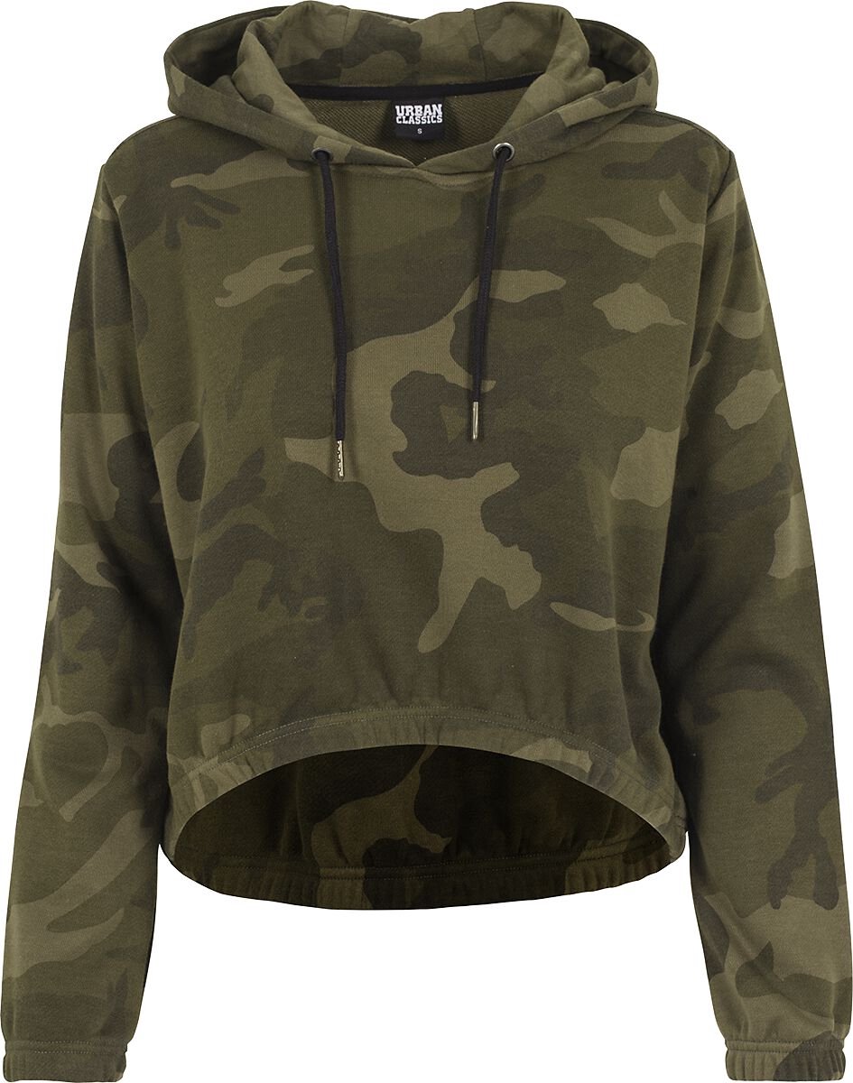 Urban Classics Ladies Camo Cropped Hoodie Trui met capuchon S Woodland