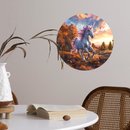 WallCircle® - Papier peint cercle 30x30 cm - Stickers muraux Licorne - Animal de conte de fées - Nature - Filles - Cercle mural chambre ado - Décoration chambre - Accessoires chambre ado - Cercle mural chambre jeunesse