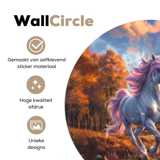 WallCircle® - Papier peint cercle 30x30 cm - Stickers muraux Licorne - Animal de conte de fées - Nature - Filles - Cercle mural chambre ado - Décoration chambre - Accessoires chambre ado - Cercle mural chambre jeunesse