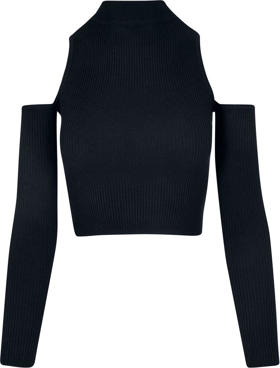 Urban Classics Rib Knit Cut Out Sleeve Longsleeve Dames Shirt met lange mouwen XS Zwart