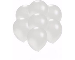 Kleine metallic ballonnen - wit - 25x stuks - Feestartikelen en versieringen - rond - 13 cm