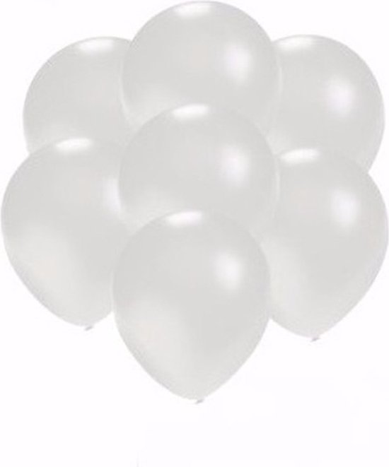 Kleine metallic ballonnen - wit - 25x stuks - Feestartikelen en versieringen - rond - 13 cm