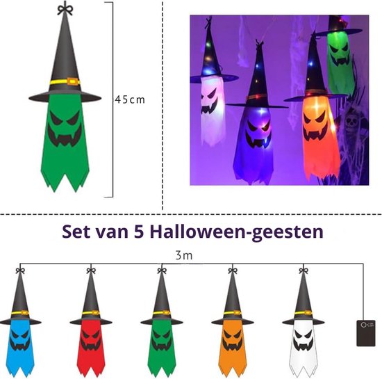 JOYIN Set van 3 Halloween feestdecoraties, 64,7 cm, hangende spoken, schattige vliegende geesten voor voortuin, patio, gazon, tuin, feestdecoratie en kerstdecoraties