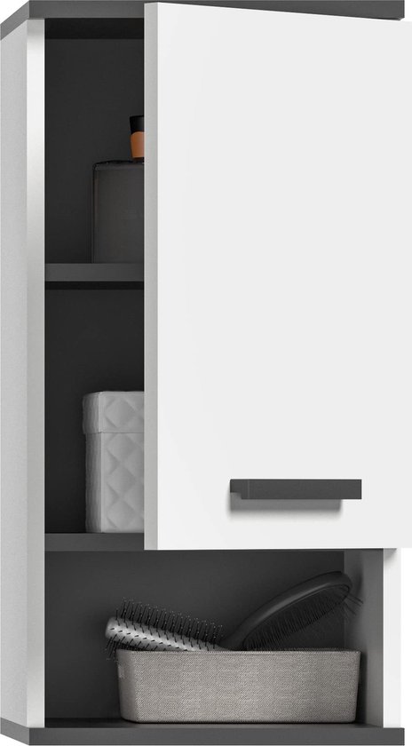 Rantry Wandkast zwart, 60 x 36,5 x 35 cm, bewerkt hout