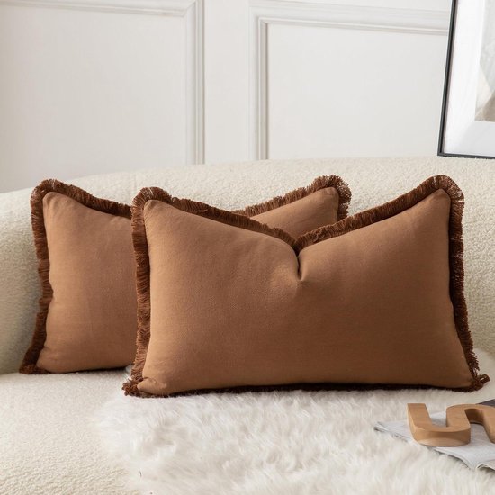 Housse De Coussin Automne - 30x50 Cm - Motif Citrouille Et Feuilles - Lin Lavable - Décoration Saisonnière