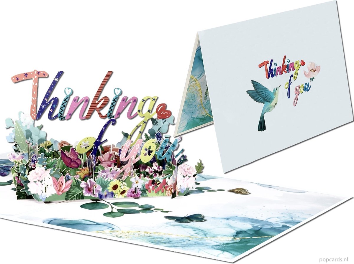 Popcards pop-up kaart – Ik denk aan je Thinking of You Beterschap Troost pop-up kaart 3D wenskaart