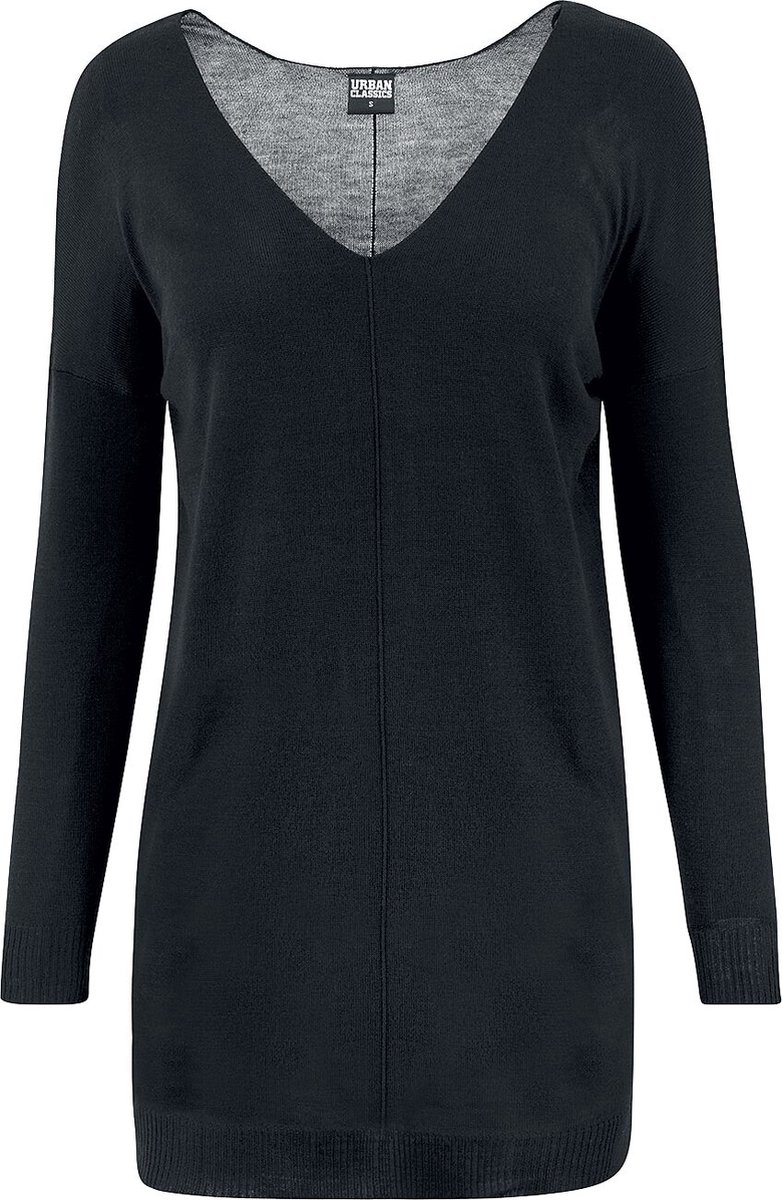 Urban Classics Fine Knit Oversize V-Necker Dames Sweatshirts – M Zwart