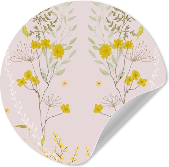 WallCircle® - Papier peint cercle 140x140 cm - Stickers muraux Rose - Fleurs - Design - Pastel - Cercle mural salon - Cercle mural chambre - Décoration de chambre autocollante - Accessoires de Décoration murale