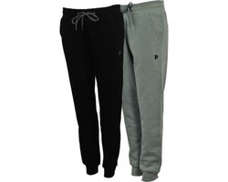 2-Pack Donnay - Joggingbroek met elastiek (Carolyn) - Sportbroek - Dames - Black/Jungle green (549) - maat XXL