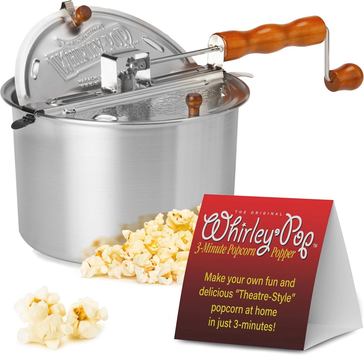 Popcorn Maker voor Theaterkwaliteit - Aluminium Popcorn Pot met Handmatige Roermechanisme, Snel en Eenvoudig