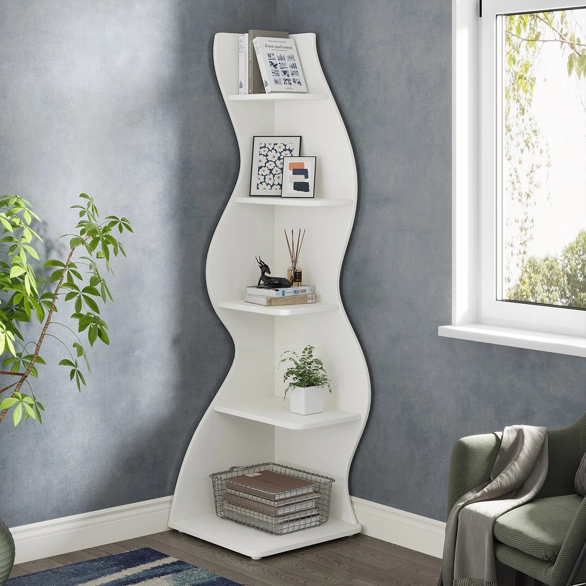Acryl Hoekwandplank Muuropslagorganisator 5-laags Zig Zag-eenheid Zwevende Planken Boekenplank,A