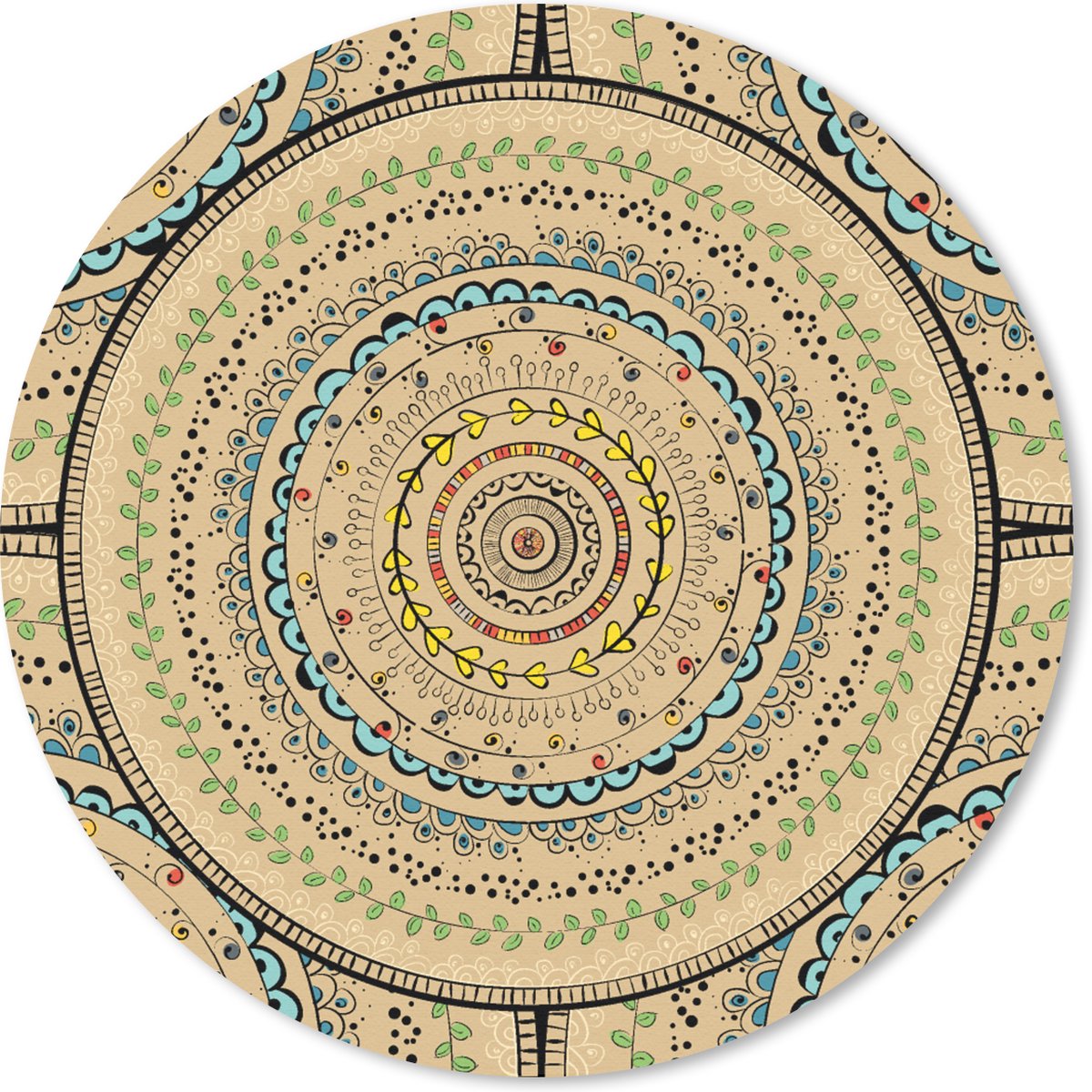 Muismat rond 20x20 cm - Mousepad Cirkels - Patronen - Zuid-Amerika - Ronde muismatten