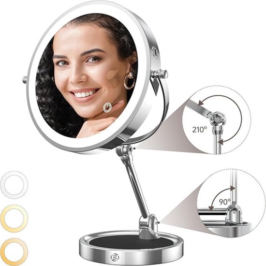 MIYADIVA Make-up spiegel met 30 x vergroting, dubbelzijdig (1X/30X), handspiegel met handvat, cosmeticaspiegel voor reizen, wenkbrauwen epileren en make-up