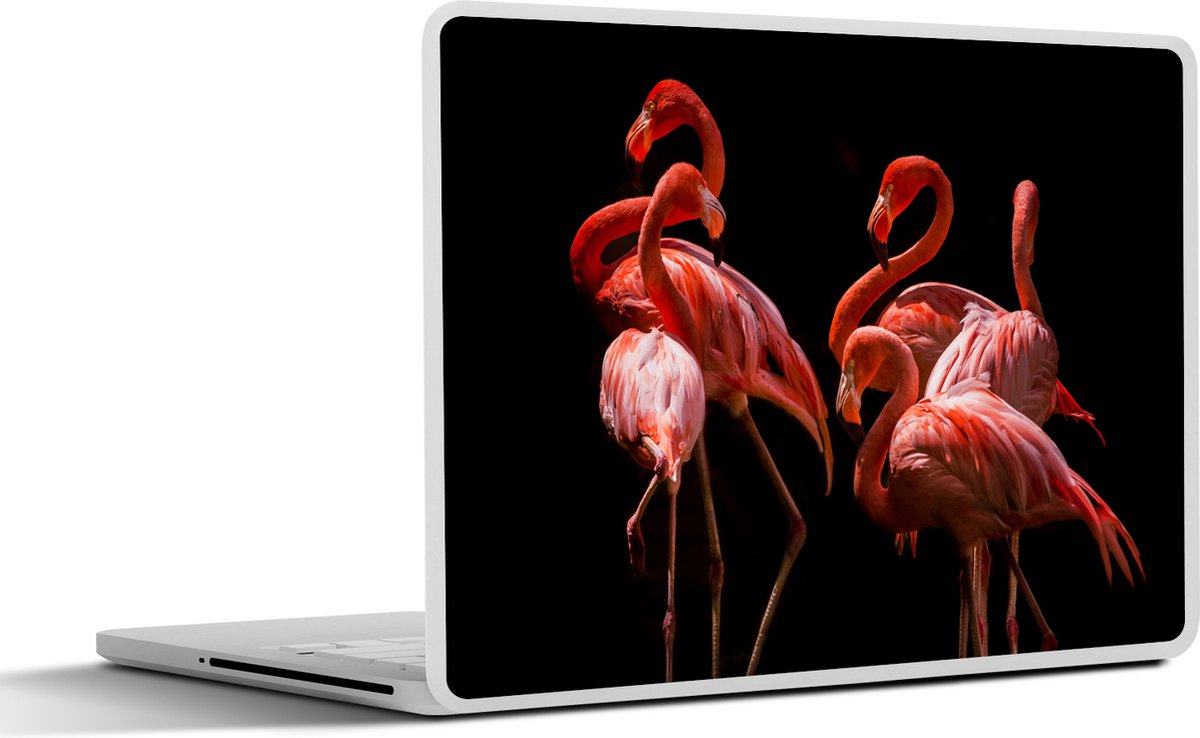 Laptop sticker - 11.6 inch - Flamingo's - Vogels - Veren - Zwart - 30x21cm - Laptopstickers - Laptop skin - Cover