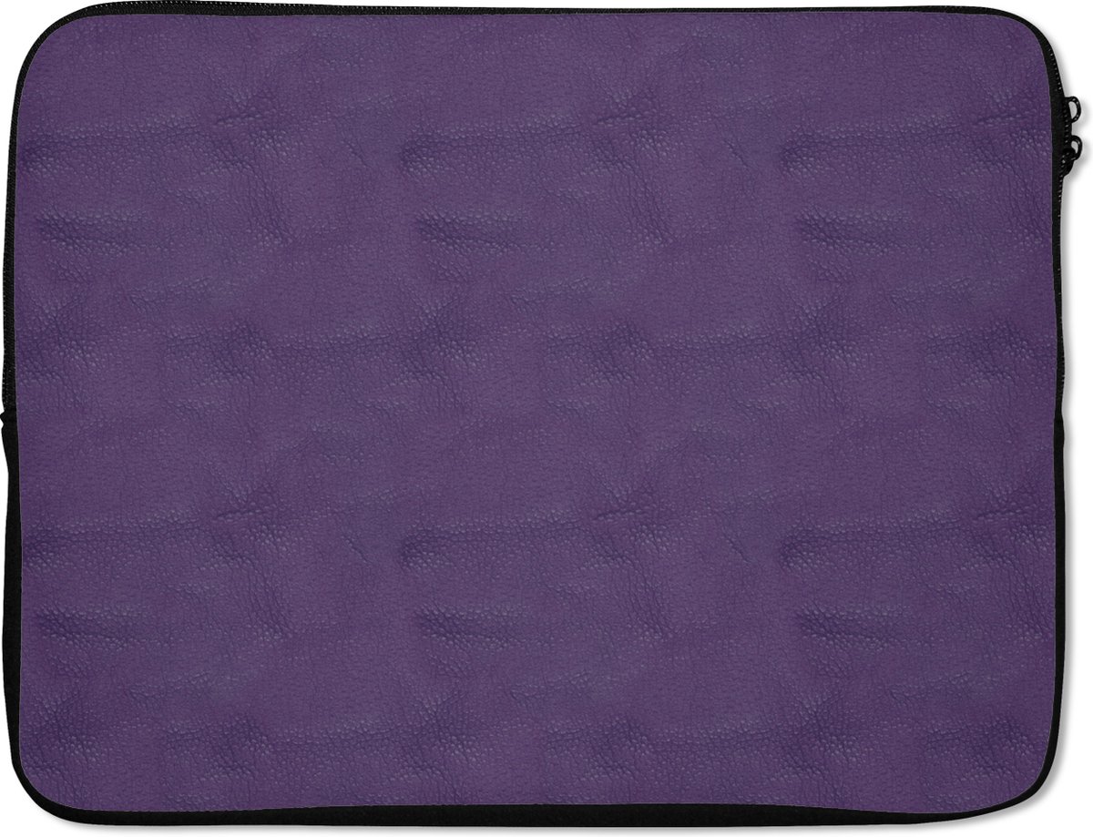 Laptophoes 15.6 inch - Inductie beschermer - Leer - Paars - Dieren - Laptop sleeve - Binnenmaat 37x26 cm - Zwarte achterkant