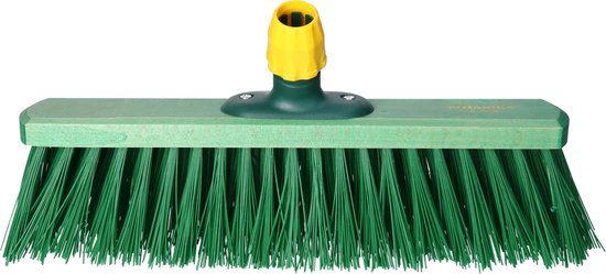Balai de rue dur en plastique / balai d'extérieur robuste élaston vert 40 cm - Tête de balai avec support de poignée universel - Balais