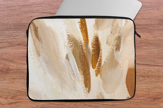 Housse pour ordinateur portable 17 pouces - Peinture - Wit - Marron - Housse pour ordinateur portable