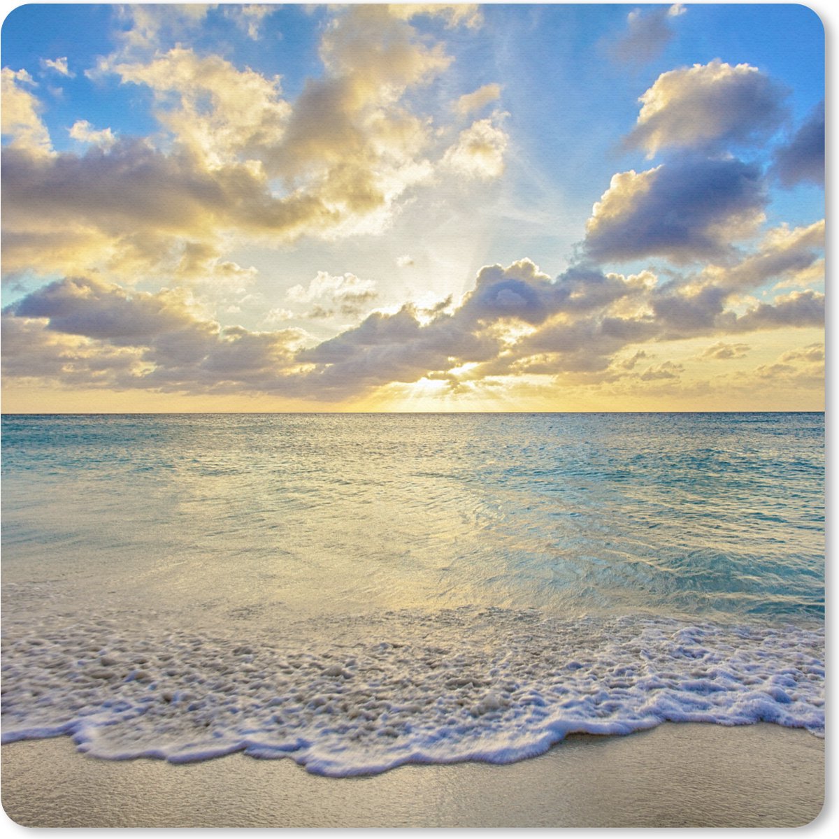 Muismat 20x20 cm - Mousepad Zee - Strand - Wolken - Zon - Muismatten