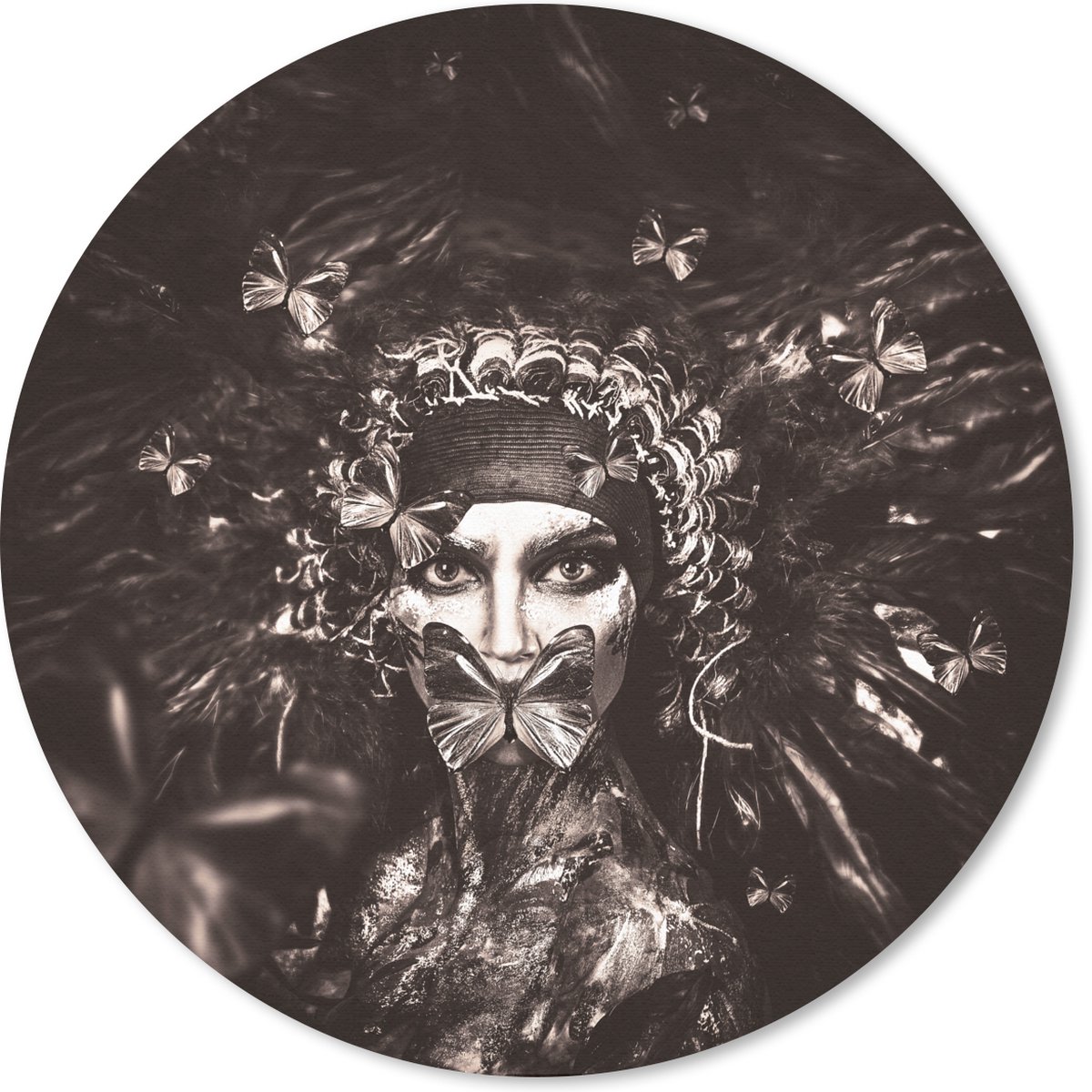 Muismat rond 50x50 cm - Mousepad Vrouw - Verf - Luxe - Ronde muismatten