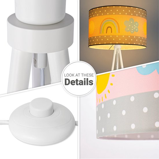 Paco Home - Vloerlamp - Kinderlamp - Kinderkamer - Lampenkap - Rond - Stoffen - Lamp - Vloerlamp - Veelkleurig E27 - Design van Paco Home — afbeelding 2