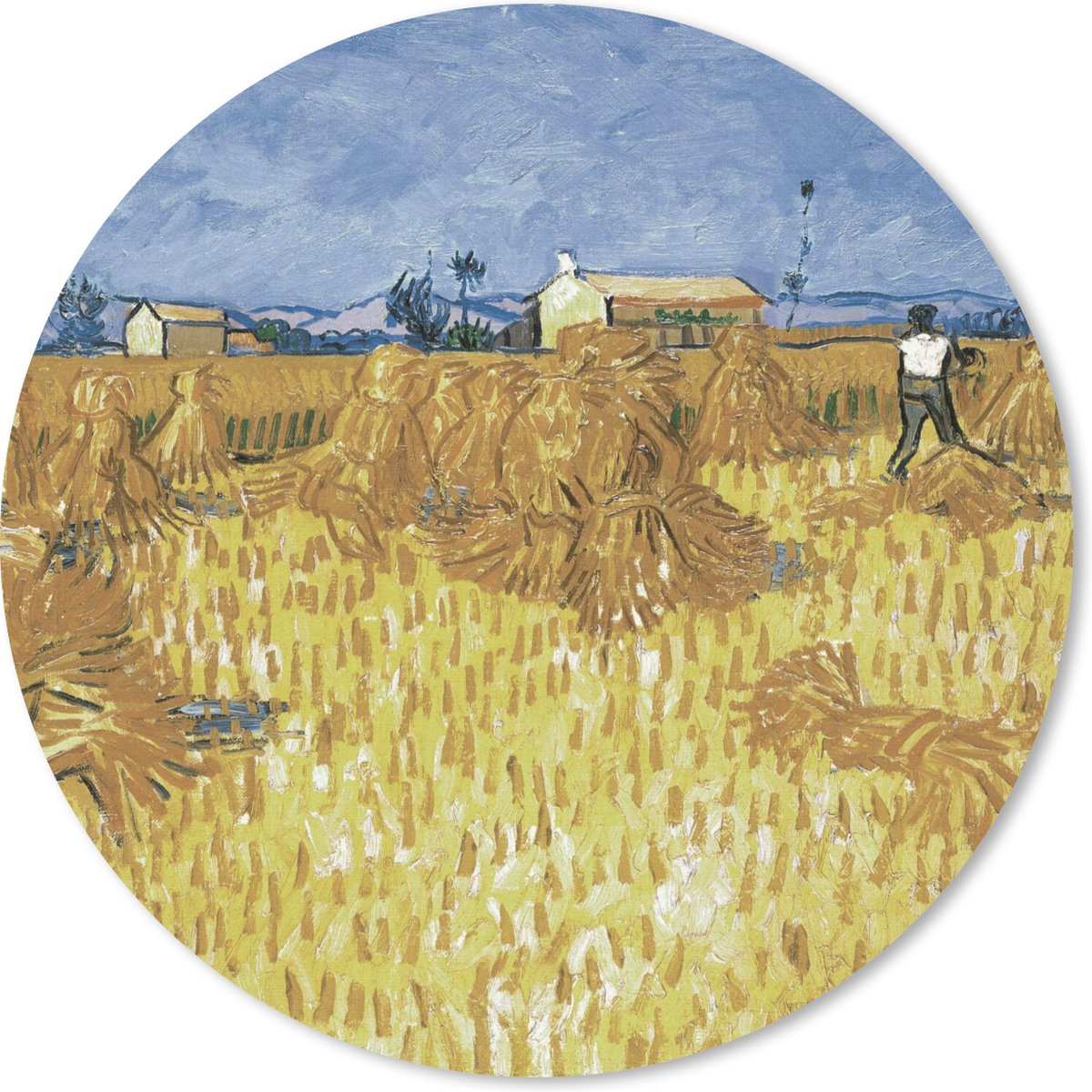 Muismat rond 40x40 cm - Mousepad Oogst in de Provence - Vincent van Gogh - Ronde muismatten