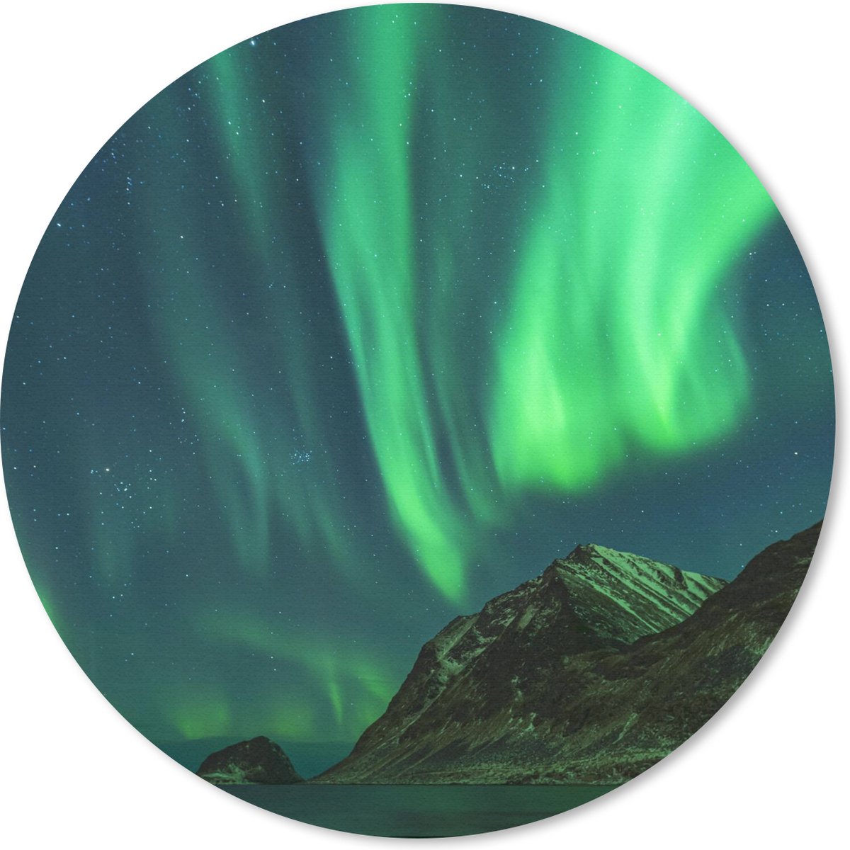 Muismat rond 30x30 cm - Mousepad Noorderlicht - Sterrenhemel - Noorwegen - Ronde muismatten
