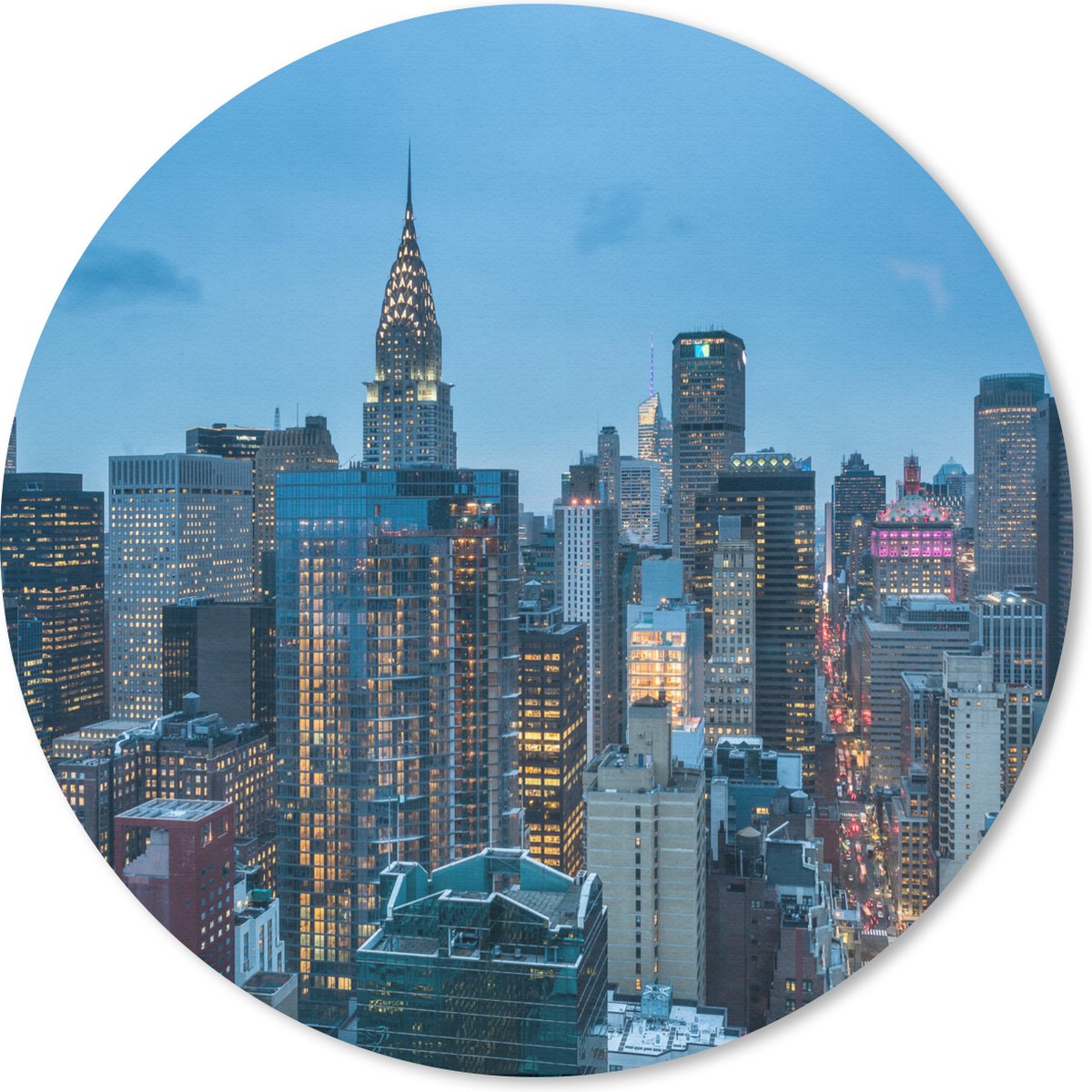 Muismat rond 40x40 cm - Mousepad New York - Skyline - Empire State Building - Ronde muismatten